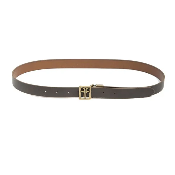 NWT! Frye REVERSIBLE Leather Belt Bronze Gold Buckle Tan Gray Size LARGE 36" - Picture 4 of 8